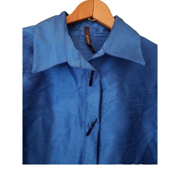 IC By Connie K Blue Collar Button Down Top Artsy Buttons Small Business Wear - Picture 2 of 10